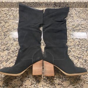 Black Slouchy Knee-High Boots